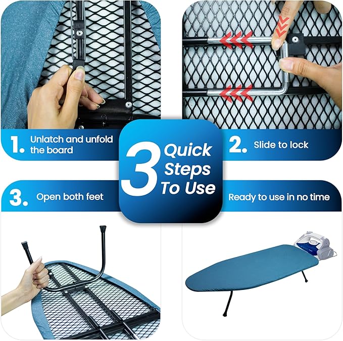 Metal Mesh Panel Tabletop Ironing Board | Foldable Iron Board | Heavy Duty - Image 7