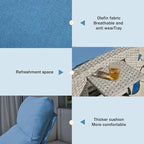Outdoor Recliner Chairs Set of 2, Reclining Patio Chairs with Adjustable Back up to 150°Lay Flat and Extended Footrest, Wicker Recliner Chairs with Flip Table and Removable Olefin Cushion - Image 5