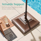 Best Choice Products Fillable Mobile Umbrella Base, Heavy Duty Base, Square Tiered Market Stand for Patio, Deck, Outdoor w/ 4 Wheels, 2 Locks, 2 Knobs, 120lb Capacity - Brown - Image 5