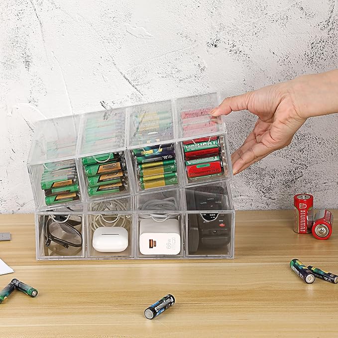 BTSKY 2 Pack Clear Acrylic Battery Storage Organizer - Image 7