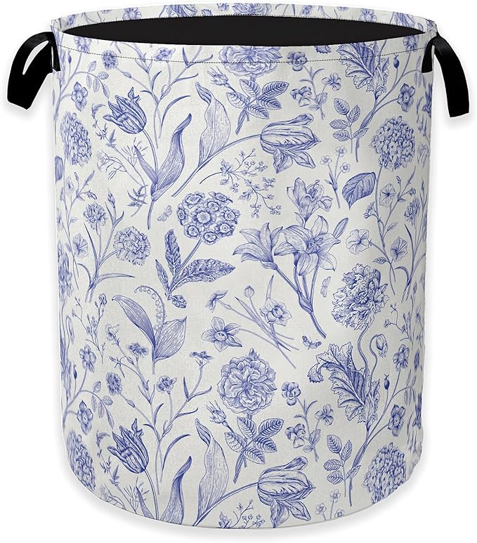 Hydrangea Flowers Laundry Basket, Rustic Floral Clothes Hamper, Oxford Cloth by Unknown
