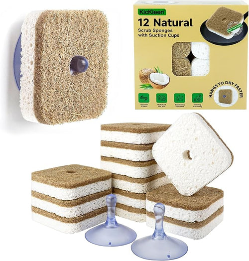 12Pack Kickleen Natural Kitchen Scrub Dish Sponge by KICKLEEN