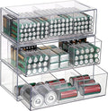 BTSKY 3 Pack Clear Acrylic Battery Storage Organizer by BTSKY