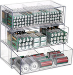 BTSKY 3 Pack Clear Acrylic Battery Storage Organizer by BTSKY