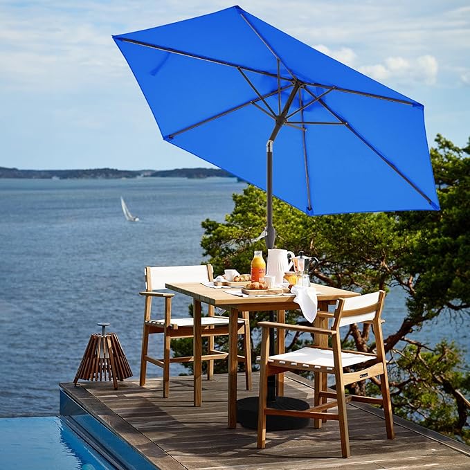 JEAREY 7.5FT Patio Umbrella Outdoor Market Umbrella with 6 Sturdy Ribs, Push Button Tilt/Crank Table Umbrella for Garden, Deck, Backyard and Pool, Royal Blue - Image 4