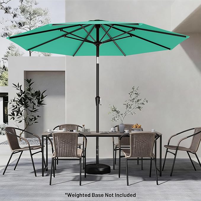AreShark 9 FT Patio Umbrella for Outdoor, Outdoor Umbrella with Push Button Tilt and Crank, Outdoor Patio Umbrellas with 8 Sturdy Ribs for Market, Garden, Deck, Backyard, Pool (Peacock Blue) - Image 6