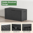 Outdoor Storage Box, Resin Deck Boxes Indoor and outdoor, Waterproof Storage Box Lockable Lid (Black, 80 Gallon) - Image 4