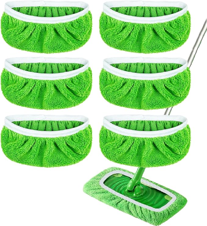 6 Pack Reusable Microfiber Mop Pads by Cleanwithoutthehassle