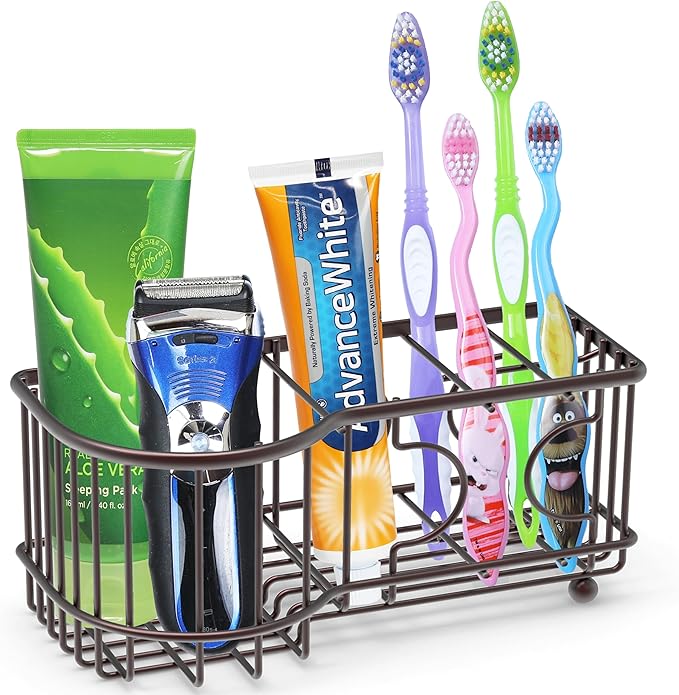 Simple Houseware Multi-Functional 6 Slots Toothbrush Holder - Image 2