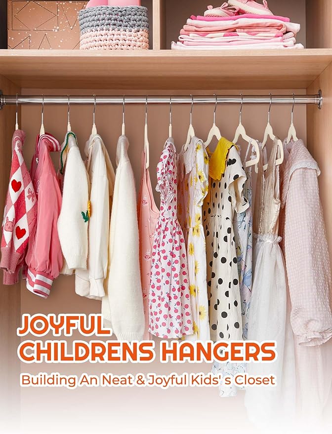 HOUSE DAY 14 Inch Kids Velvet Hangers 50 Pack, Durable Big Kid Hangers - Image 9
