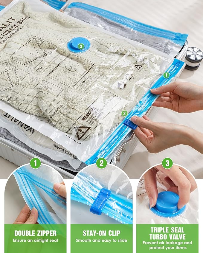 Vacuum Storage Bags for Travel, 16 Pack Vacuum Seal Bags - Image 7
