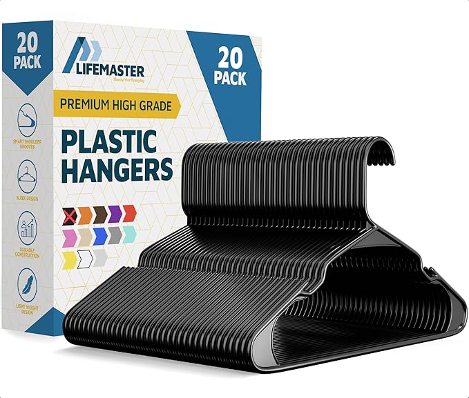 Lifemaster Plastic Clothes Hangers – Heavy Duty Hanger Set, by LIFEMASTER