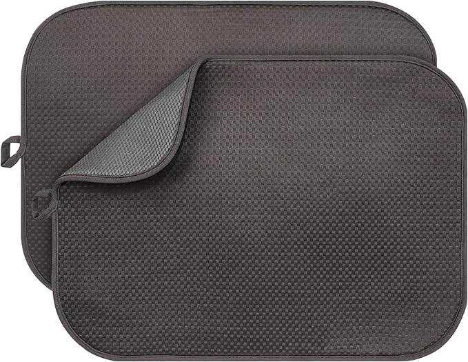 2-Pack Dark Gray Dish Drying Mat 18 x 24 inches – XL Drying Matt Kitchen Counter by FullBeDare
