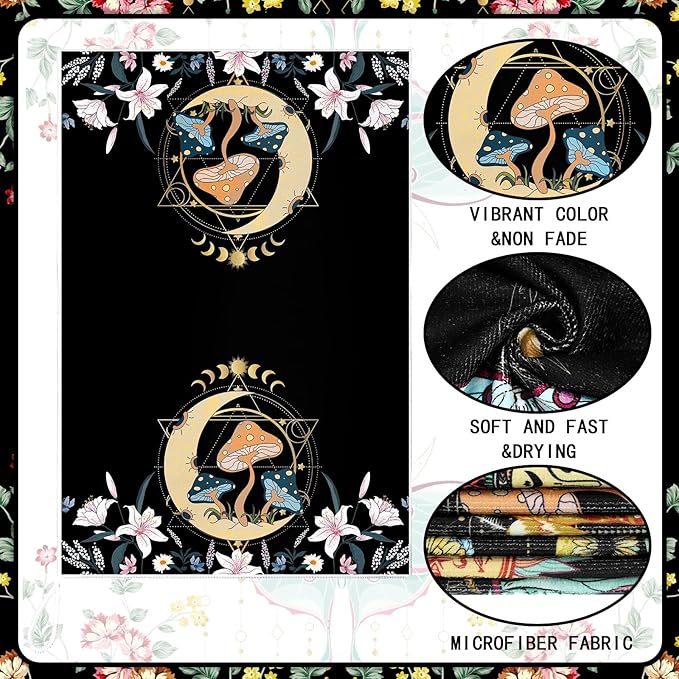 Boyiee Set of 6 Witchy Kitchen Towels Boho Tea Towels Absorbent Mushroom Floral - Image 6