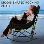 Oversized Rocking Camping Chair with Headrest & Cup Holder - 400lbs Capacity, 600D Oxford Fabric, Easy Fold Portable Outdoor Rocker Chair for Camping, Backyard, Beach, Light Gray - Image 6