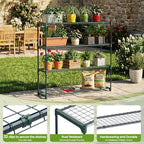 Ohuhu Plant Greenhouse Shelves 4 Tier 2 Pack Extra-Wide Stable Green House Shelving for Outdoor, 35x12x42 Inch Portable Rustproof Metal Shelf Plant Stand Rack Greenhouse Accessories - Image 5