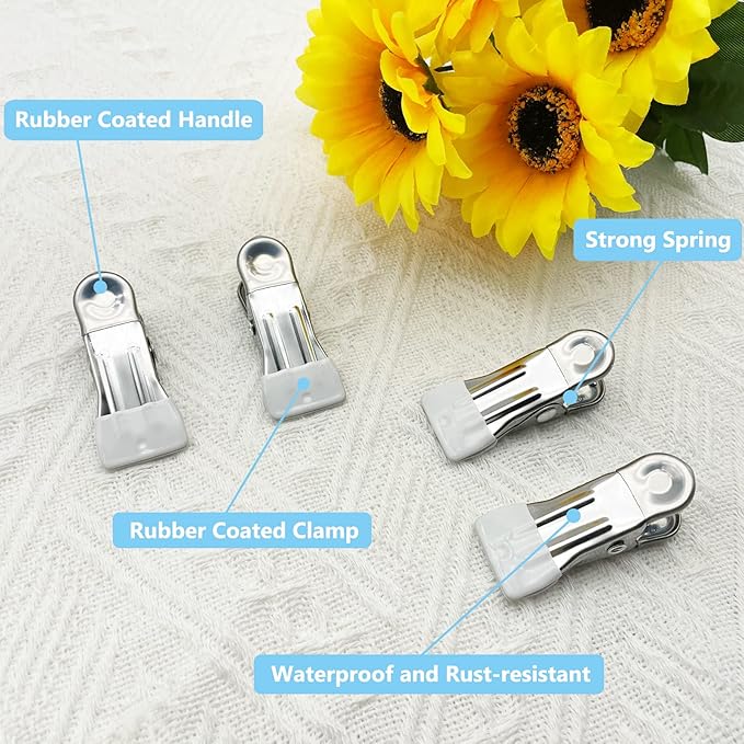Clothes Pins for Hanging Clothes, 32 Pack White Stainless Steel Clothespins for - Image 3