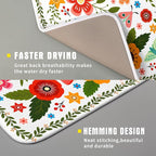 Colorful Boho Floral Dish Drying Mat 16x18 Inch Dishes Dry Pad Drainer Rack - Image 3