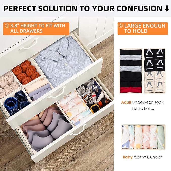 Criusia Closet Drawer Organizer Clothes, 15 Pack Dresser Organizer - Image 4