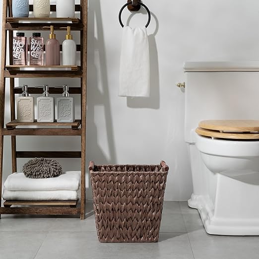 GRANNY SAYS Woven Trash Basket, Wicker Bathroom Trash Can - Image 2