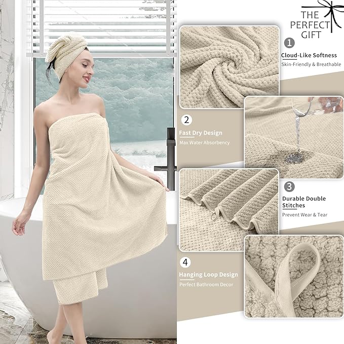 8 Piece Bathroom Towel Set |2 Oversized Bath Towels, 2 Hand Towels, 4 - Image 3