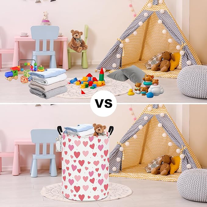 FANKANG Storage Basket, Nursery Hamper Canvas Laundry Basket Foldable - Image 7