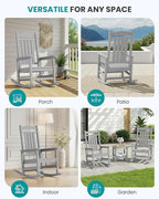 SERWALL Oversized Outdoor Rocking Chair, All-Weather Patio Rocking Chair, HDPE Porch Rocker for Adults, Light Gray - Image 9
