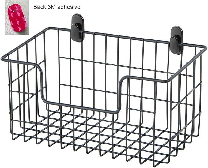 Wire Storage Basket 2 Packs, Wall Mounted Kitchen Bathroom, Hanging Cabinet - Image 9