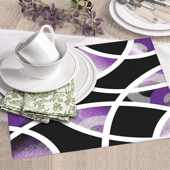 Purple Black White Geometric Abstract Dish Drying Mat - Image 5