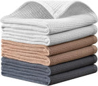QUILTINA Dish Towels Set, 100% Cotton Waffle Weave Kitchen Towels 6 Pack by Quiltina