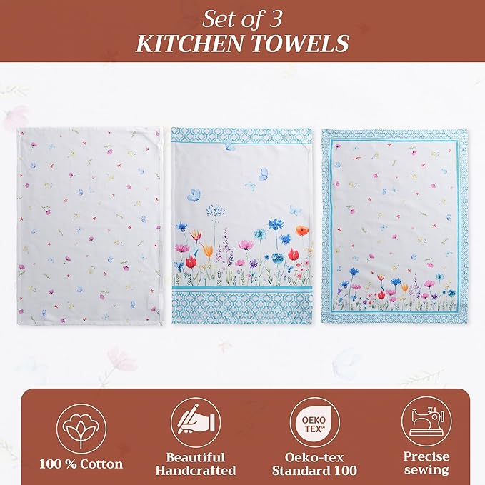 Maison d' Hermine Kitchen Towels Set of 3 100% Cotton 27.50" x 20" Reusable - Image 2
