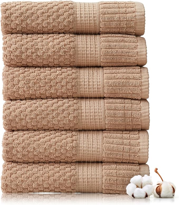 NY Loft 100% Cotton Hand Towel 6 Pack Hand Towel Set | Super Soft & Absorbent by NYLoft
