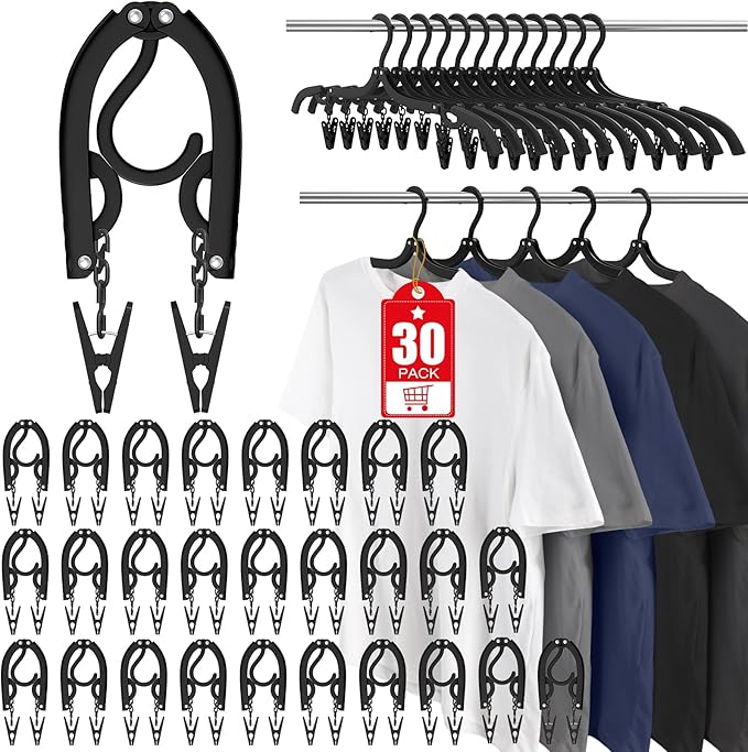 30 Pcs Travel Hangers Portable Foldable Travel Hanger Organizer, Plastic Cruise by Besslly