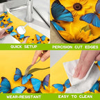 Kitchen Sink Splash Sunflowers and Blue Butterflies Guard Faucet Mat Super - Image 5