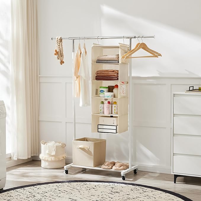 MAX Houser 5 Shelf Hanging Closet Organizer, Space Saver, Cloth Hanging Shelves - Image 6