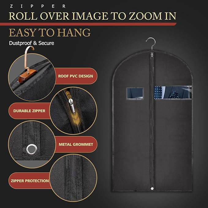 40-inch Garment Bags for Travel, Garment Bags for Hanging Clothes - Image 2