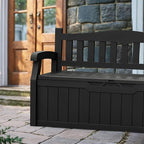 Devoko 80 Gallon Storage Bench Deck Box Lockable for Patio Furniture, Garden Decor and Outdoor Seating for Cushions, Garden Tools and Pool Supplies (Black) - Image 4
