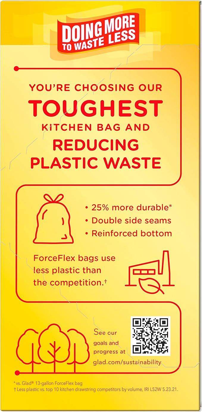 Glad ForceFlex MaxStrength Kitchen Trash Bags, 13 Gal, Fresh Clean Febreze - Image 12