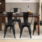 FDW | Metal Dining Chairs | Set of 4 | Black | Stackable Tolix Side Chairs with Backrest | Scratch-Resistant | Non-Slip Feet | Indoor/Outdoor Use | 330 lbs Capacity | for Kitchen & Restaurant - Image 2