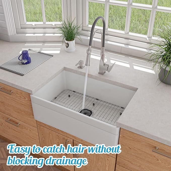 2Pcs 5.4 Inch Square Drain Cover TPR Hair Drain Catcher Flat Silicone Floor - Image 5