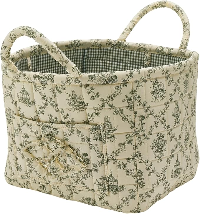 Quilted Fabric Storage Basket by Unknown