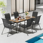 TLSUNNY Patio Chairs, Stackable Textilene Outdoor Dining Furniture for All Weather, with 17.7″ Wide Seat & Metal Frame, for Garden, Backyard, Deck, Restaurant, Poolside (6, Black, 26.4″) - Image 2