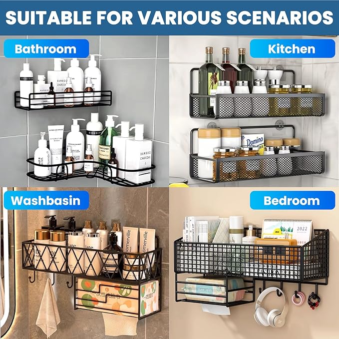 10 Pack Shower Caddy Adhesive Replacement, Shower Shelf Strong Adhesive Hooks - Image 7