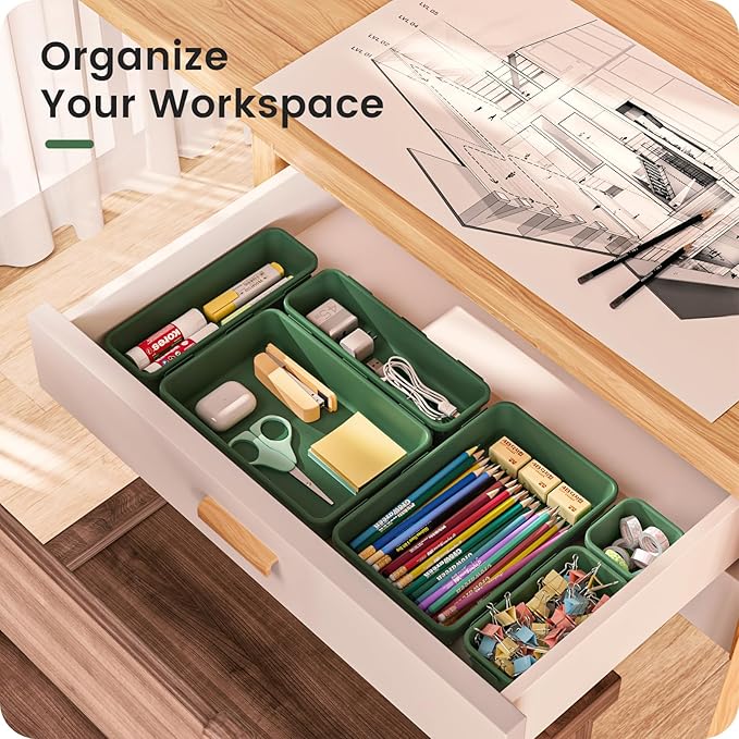 【】 【】 ArmyGreen Drawer Organizer, Makeup organizer - Image 5