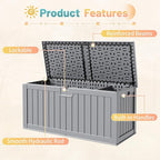 Patiowell 240 Gallon Large Outdoor Storage Box, Waterproof Deck Box with Fixed Divider, Lockable and Durable Patio Storage Solution for Patio Furniture and Garden Tools (Grey) - Image 4