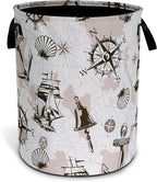 Compass Anchor Sailboat Nautical Laundry Basket Oxford Cloth Laundry Hamper by Unknown