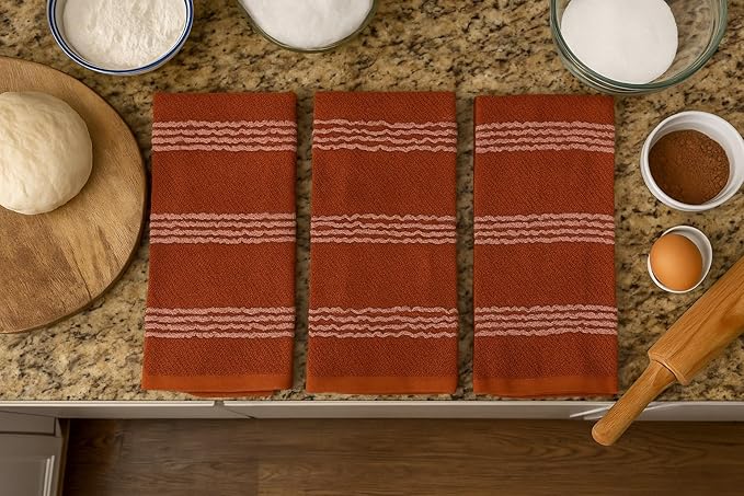 Serafina Home Terracotta Orange Rust Kitchen Hand Dish Towels: Oversized 18" x - Image 3