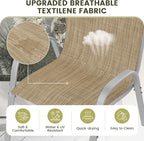 UDPATIO Patio Chairs Set of 4, Stackable Silver Outdoor Dining Chairs with High Back, Breathable Outdoor Chair Textilene Fabric All Weather, 350LBS Capacity for Garden, Backyard (Beige) - Image 4