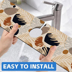 Boho Tropical Leaves Kitchen Sink Splash Guard Mat Absorbent Fast Drying Mat - Image 6
