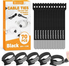 70 Pack Black Cable Ties 6 Inch by Summerbrite